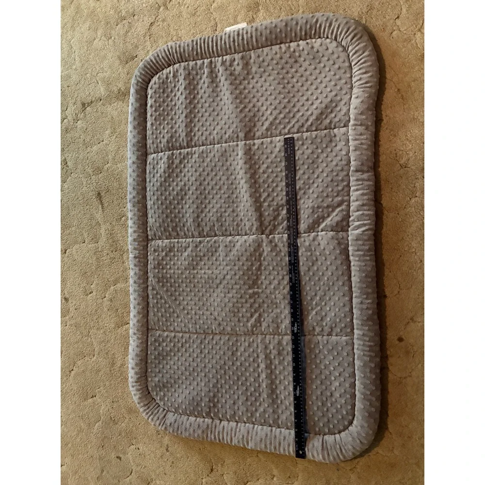 Taupe Grey Minky Dot Plush Pet Crate Mat Non-Slip Bolster Bed 31x18‎